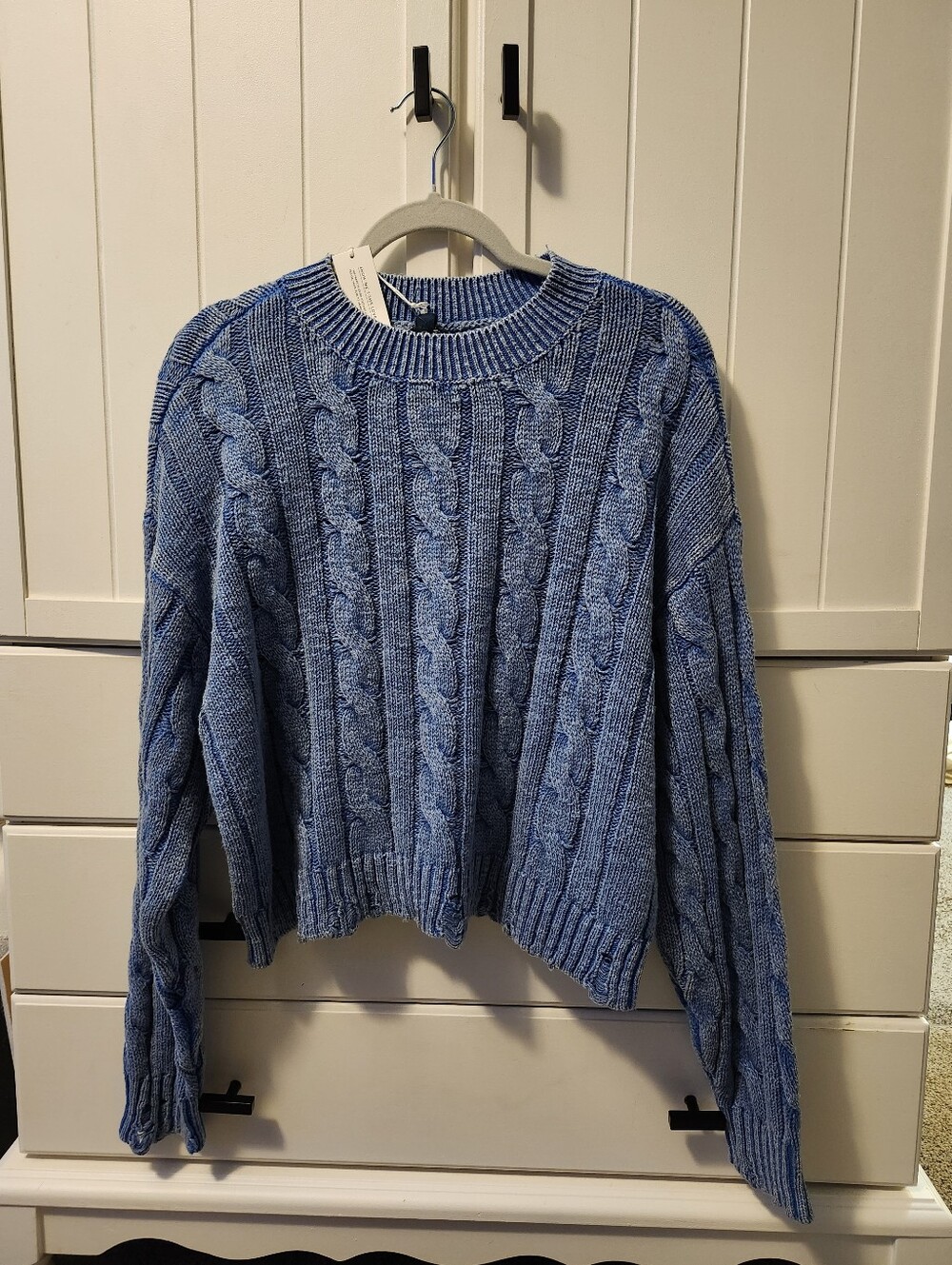 American eagle Current Style Cable Knit Crewneck Sweater - Blue Sz M